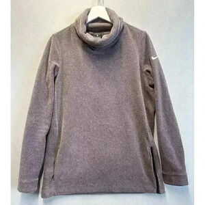 Nike Dri Fit Purple Fleece Cowl Neck Side Zipper Pullover Top Womens Size Medium
